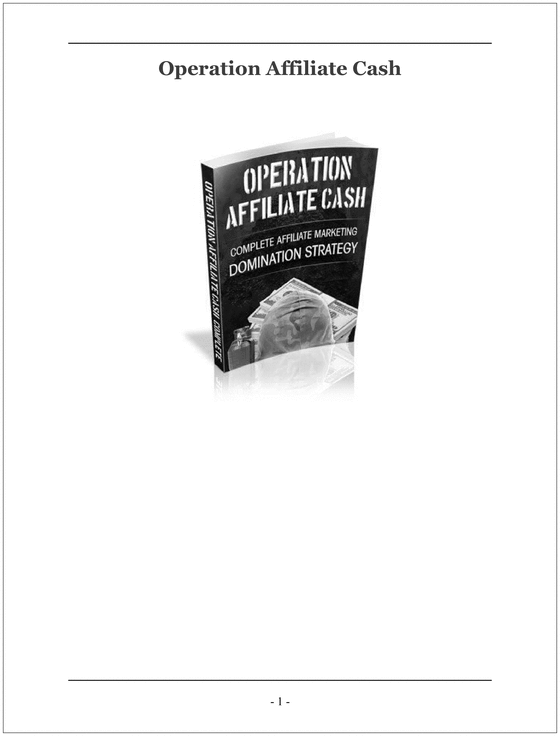 Product picture Operation Affiliate Cash!-AAA+++